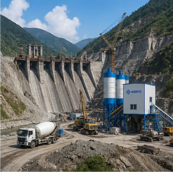 ready mix concrete production system supporting a dam and hydropower project