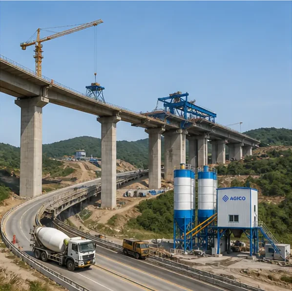 ready mix concrete production supporting a major road and bridge construction project
