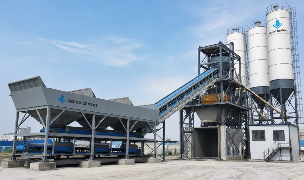 urban supply AGICO ready mix concrete batching plant rated at 75 cubic metres per hour