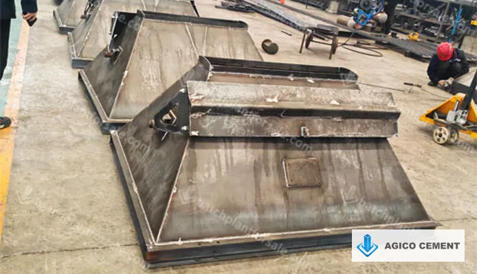Fabricated steel batching hoppers undergoing production in the AGICO workshop