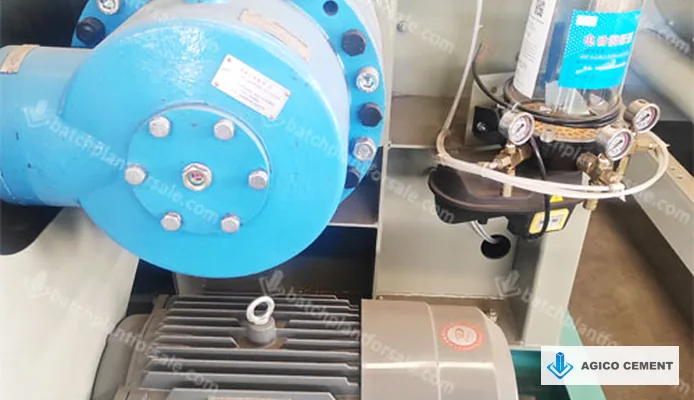Central mix plant drive motor and automatic lubrication system prepared for factory inspection