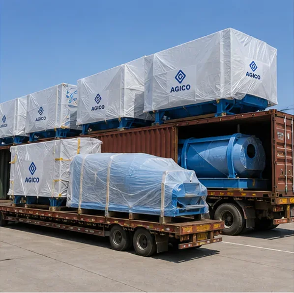AGICO ready mix plant modules packed and prepared for international project delivery