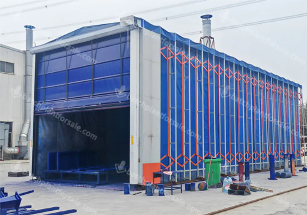 Enclosed coating workshop used for painting concrete batching plant equipment