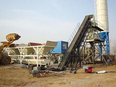 HZS25 concrete batching plant shown as a low-output capacity reference