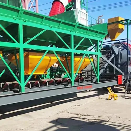 Complete portable concrete batching plant installed at a temporary project site